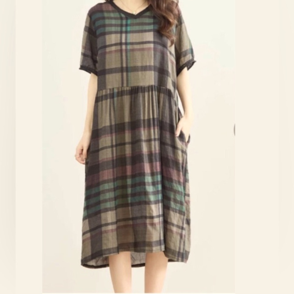 Green plaid maxi dress